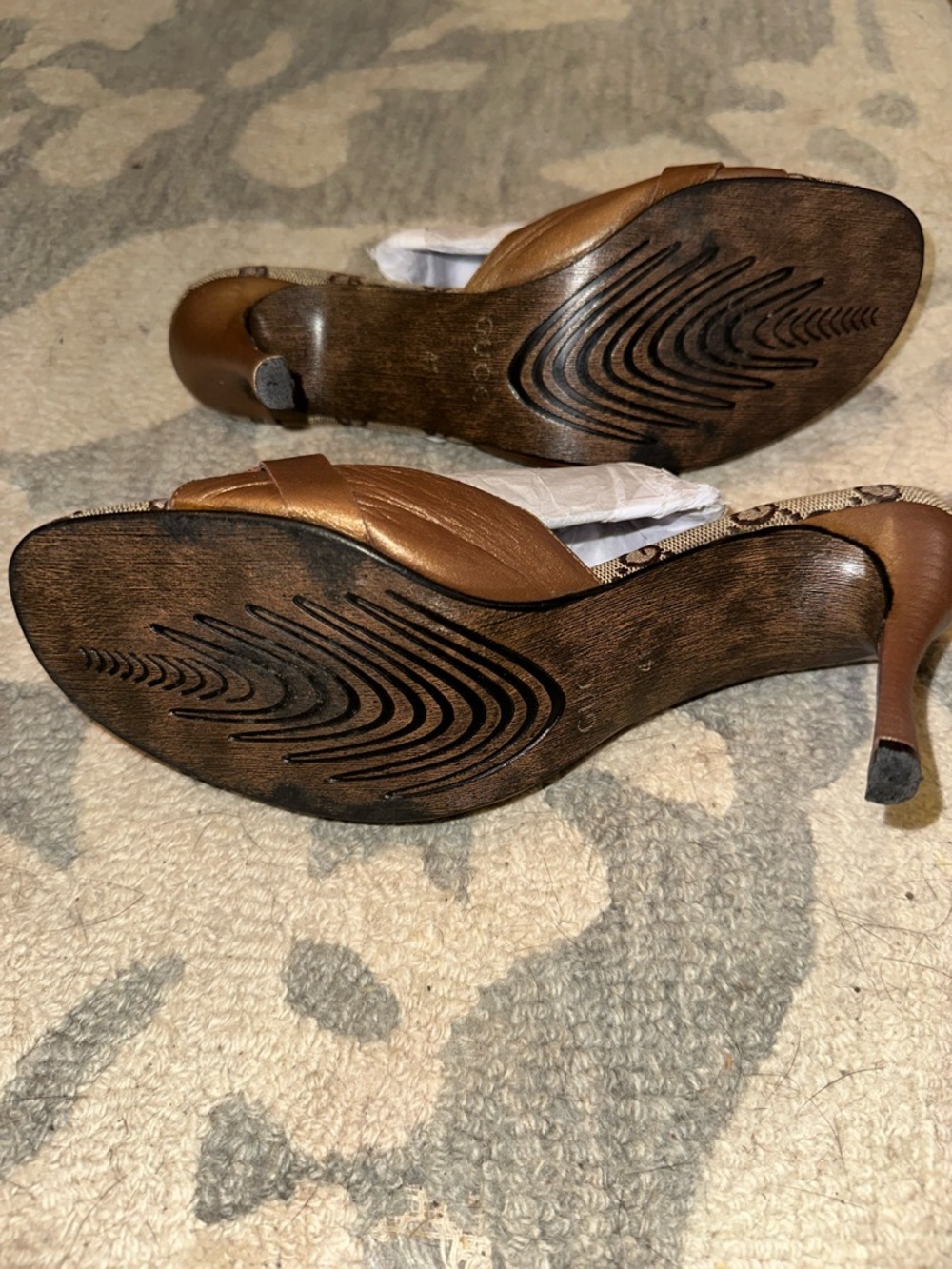 Gucci Vintage Brown GG Canvas Leather Horsebit Heels - Picture 6 of 8